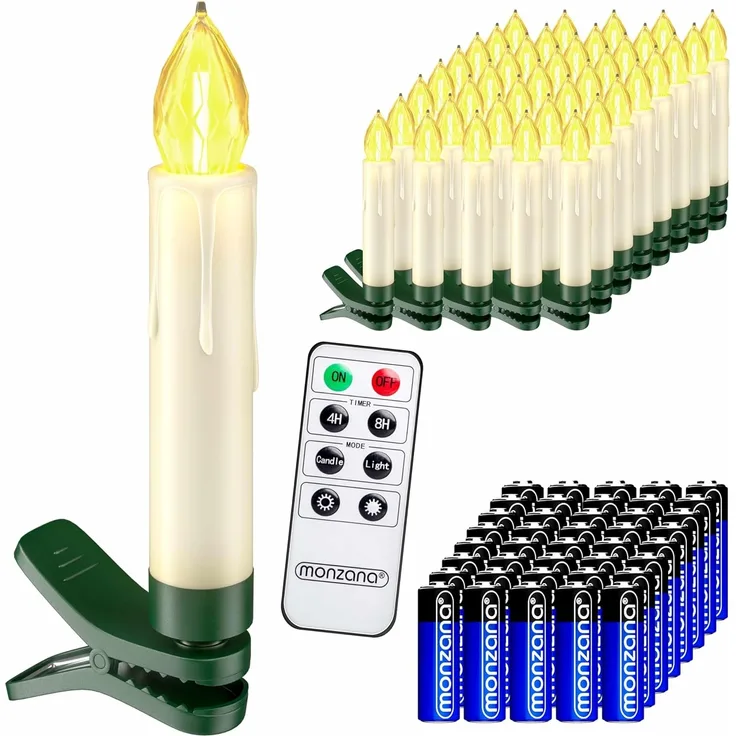 MONZANA® LED Weihnachtsbaumkerzen Kabellos 40er Set Warmweiß