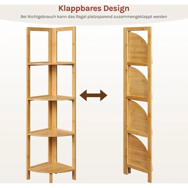 Woltu Standregal, 1-tlg, Bambus 4 Ebenen für Zuhause Wohnzimmer Büro Balkon – Bild 6