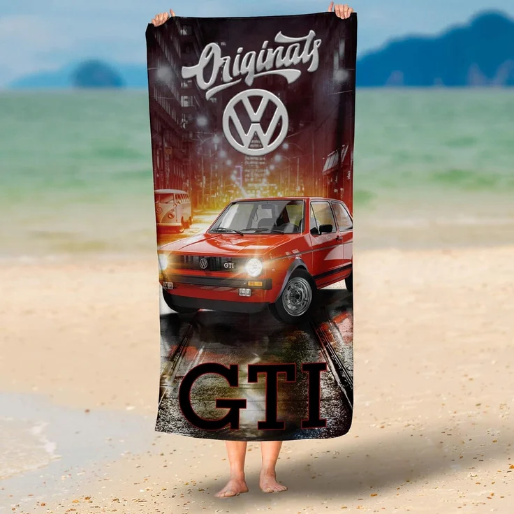 BERONAGE Strandtücher VW Volkswagen Badetuch Golf GTI Rot 75x150 cm, 100% Baumwolle (1-St), Frottee in Velours-Qualität – Bild 4