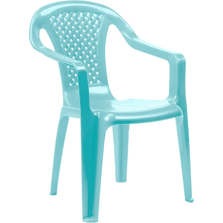 Kinder Stapelstuhl Bistrostuhl Rattan-Optik Blau Kunststoff