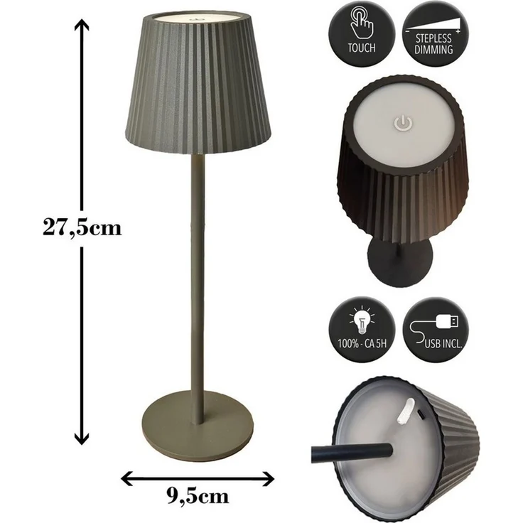 Coen Bakker Deco BV LED Außen-Tischleuchte Touch Tischlampe dimmbar mit Akku, In-/Outdoor, Touch-Funktion, LED fest verbaut, Kaltweiß, Warmweiß, Tageslichtweiß – Bild 3