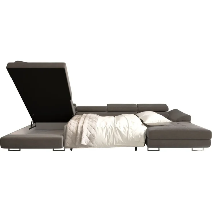 Wohnlandschaft Schlafsofa Sofa CARMELO in Stoff Nova Grün Ottomane Rechts – Bild 2