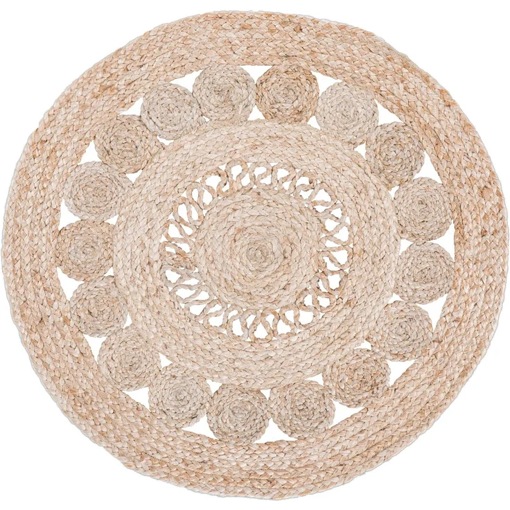 LUXOR living Teppich Balo, rund, Höhe: 6 mm, Juteteppich, reine Naturfaser, handgeflochten, Flecht Design – Bild 1
