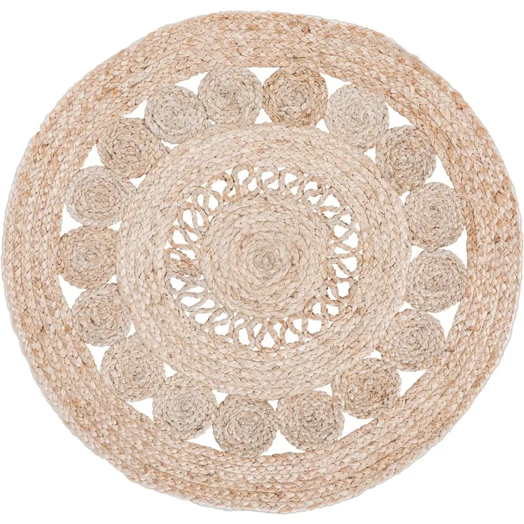 LUXOR living Teppich Balo, rund, Höhe: 6 mm, Juteteppich, reine Naturfaser, handgeflochten, Flecht Design