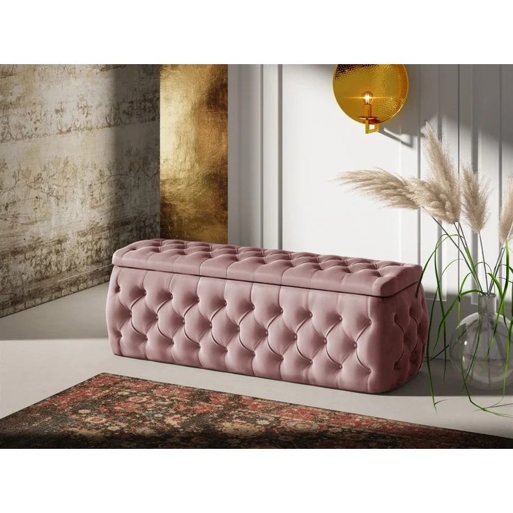 Polsterhocker mit Stauraum ERNESTO 160x50x45 cm Elisa Velvet Altrosa – Bild 1