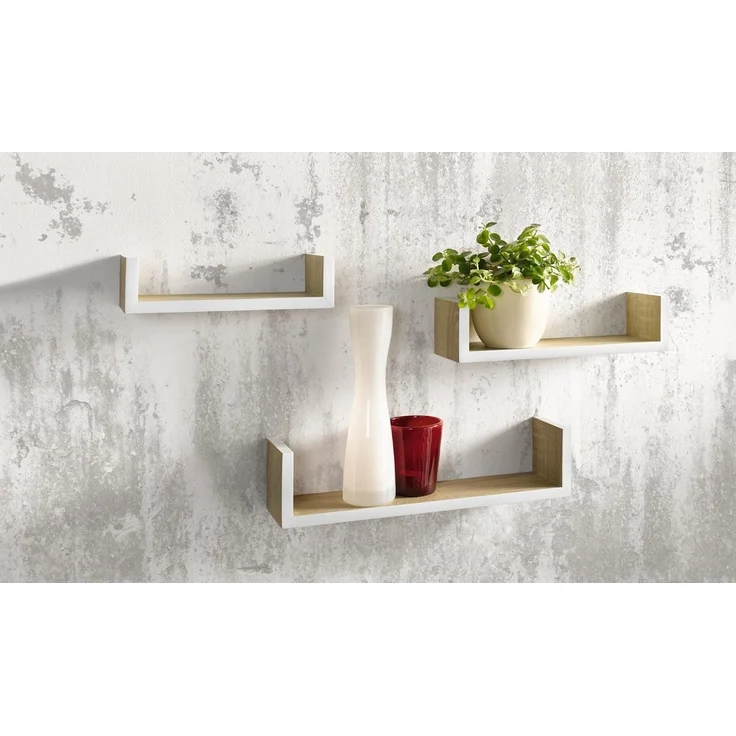 3er Set Wandregal Weiße Borte Regal Dekoregal Ablageregal Blumenregal Wanddeko – Bild 2