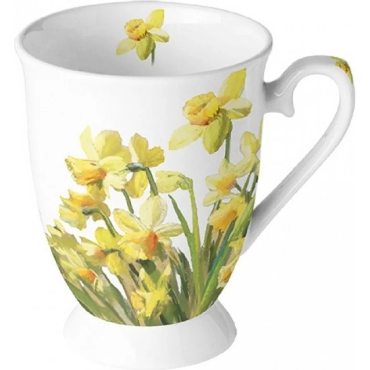 Ambiente Luxury Paper Products Tasse Porzellan, Becher Tee, Kaffee, Sommer Blumen Mug Kollektion, Material Porzellan Narzissen, Blumen Kollektion, Winter, Herbst, Frühling Kollektion, ideal als Geschenk – Bild 2