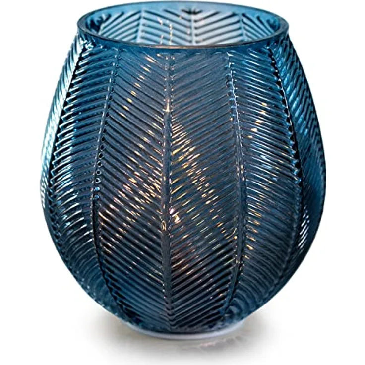 AmeliaHome LED Deko Glas Leuchten Stimmungsbeleuchtung aus Glas Murcia Blau