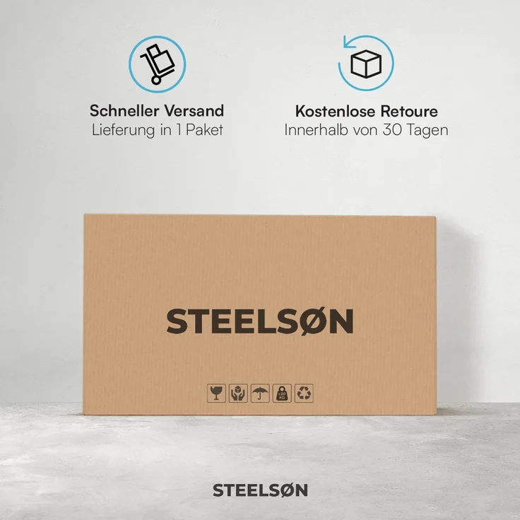 STEELSØN 'Thalora' Gartentisch, schwarz, 39x40x60 cm, aus Polyrattan mit Glasplatte – Bild 6