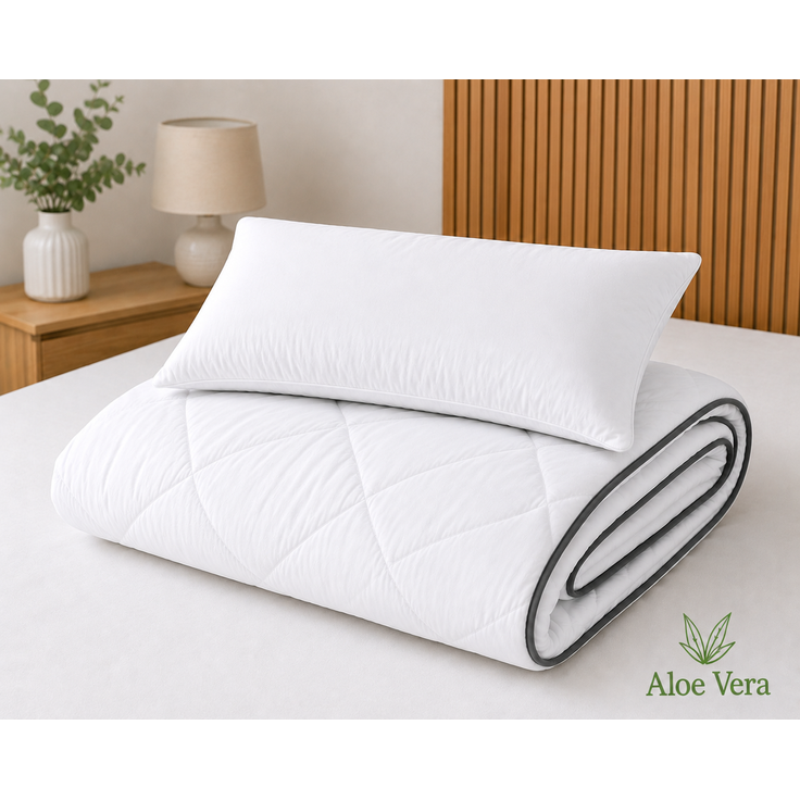 2-teiliges Betten-Set Aloe Vera inkl. Bettdecke und Kissen