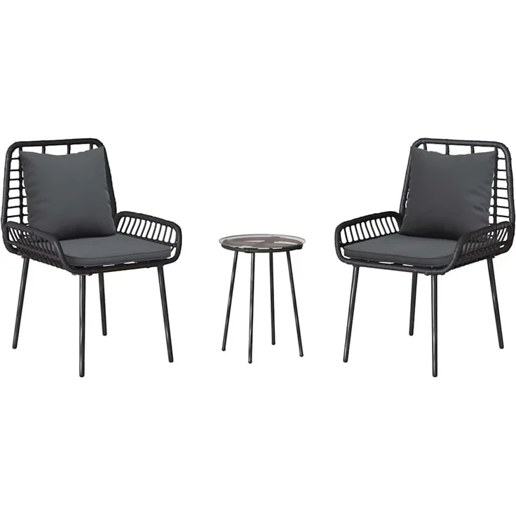 vidaXL Garten Essgruppe 3 pcs Schwarz und Anthrazit Poly-Rattan 42010356 – Bild 7