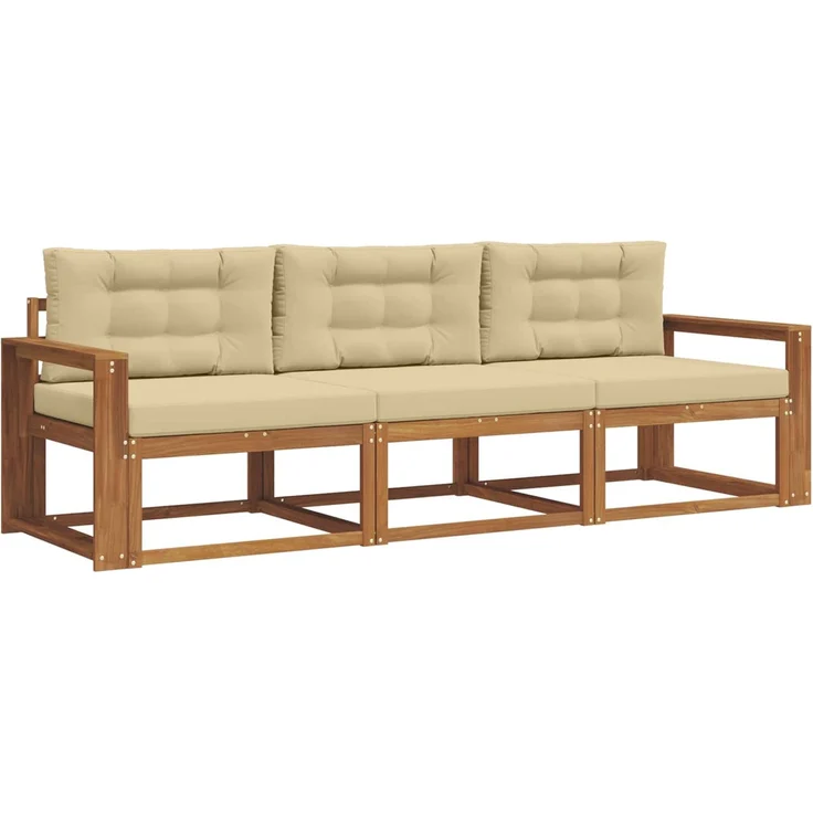 vidaXL Outdoor-Sofagarnitur 3 stk. 3-Sitzer Natur und Beige 3367131 – Bild 2