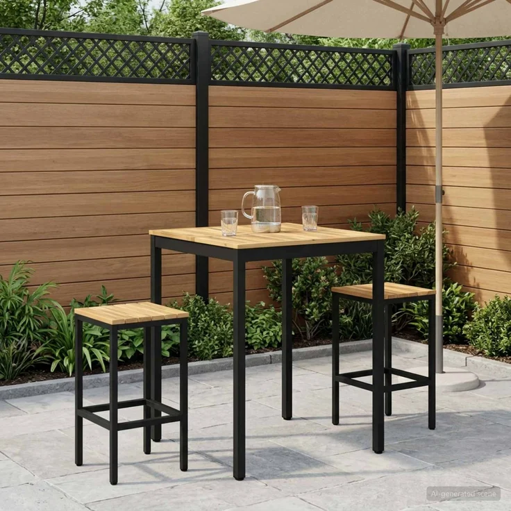 vidaXL Gartenbar-Tisch NAARDEN Weiß gewaschen und Schwarz 901776 – Bild 1