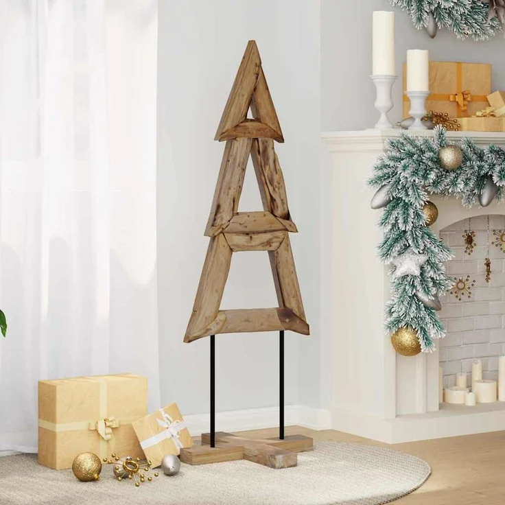 vidaXL Weihnachtsbaum mit Ständer Braun 120 cm Massivholz Teak 42017927 – Bild 3