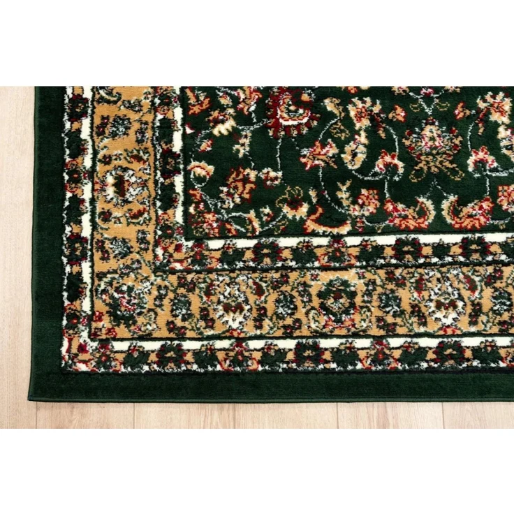 Vimoda Orientteppich Klassischer Teppich Kurzflor in Grün, Beige, Rot & Grau, Rechteckig, Höhe: 6 mm, Kunstvollem Klassik Muster Blumen GRÜN, Braun & Schwarz – Bild 3