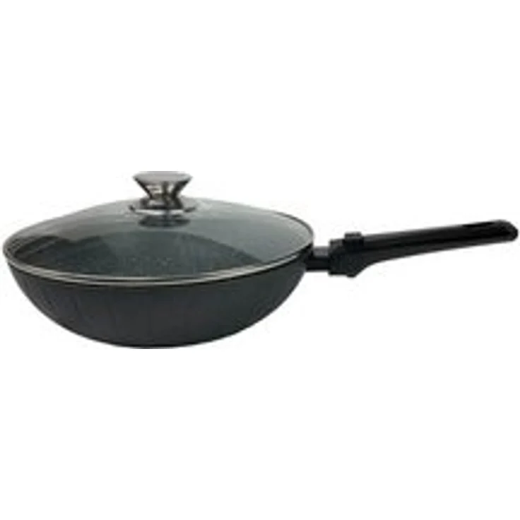 WOK-Pfanne abnehmbarer Griff 32cm Induktion Deckel Anti Haft Bratpfanne Marmor – Bild 6