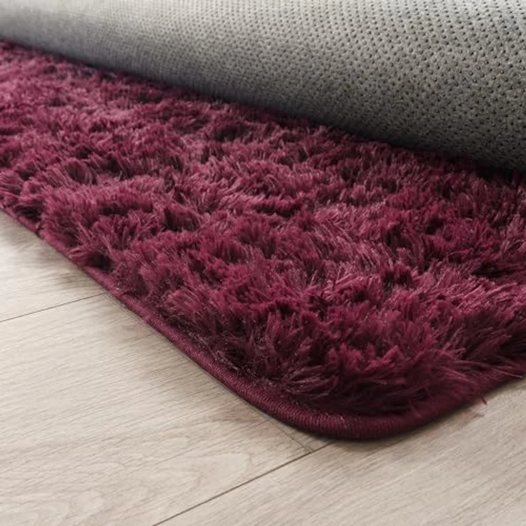 Paco Home Hochflor Teppich Wohnzimmer rutschfest Fellteppich Shaggy Flauschig Weich Modern Kunstfell Fell Imitat Einfarbig, Grösse:200 cm Rund, Farbe:Lila – Bild 3