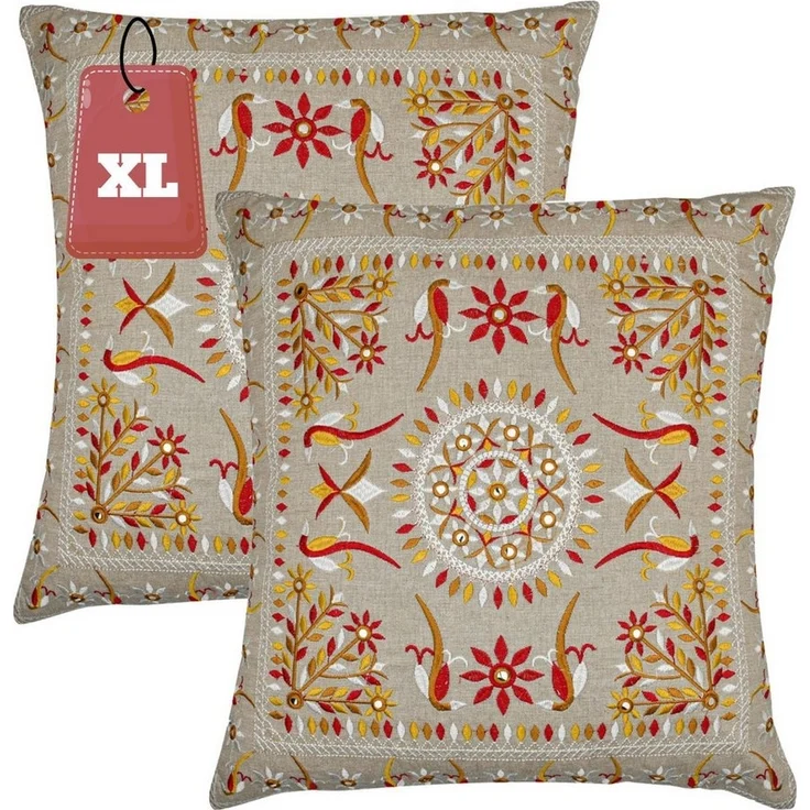 Marrakesch Orient & Mediterran Interior Zierkissen 2er Set Kissenbezug Handgefertigt Lodge Rot 50x50cm, Boho Deko, (2 St) – Bild 5