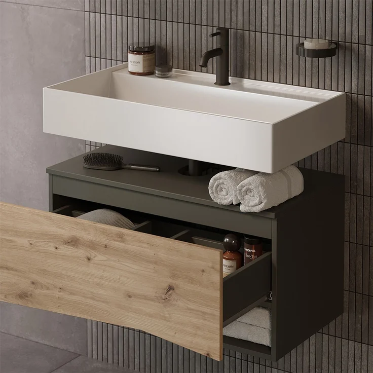 Waschbeckenunterschrank Willow Artisan 80 x 42.8 cm mit Schublade Vicco – Bild 4