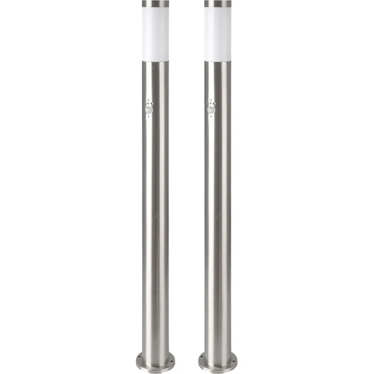 2x RGB LED Stehleuchte silber, Bewegungsmelder, H 110 cm