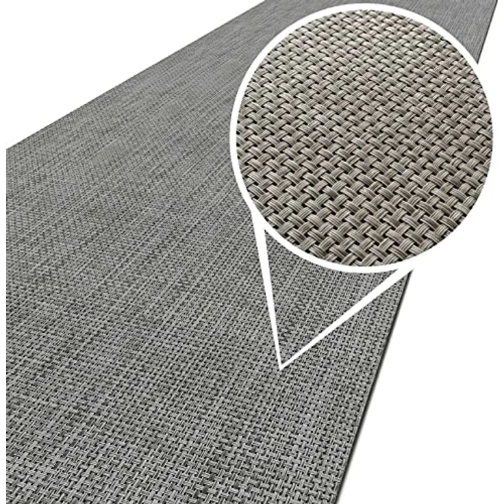 ANRO TATAMI Küchenläufer, Hochwertiger Outdoorläufer in Grau, Eckig, Höhe 3 mm, Rattanoptik, Fußbodenheizungs- und Trittschalldämmung geeignet – Bild 1