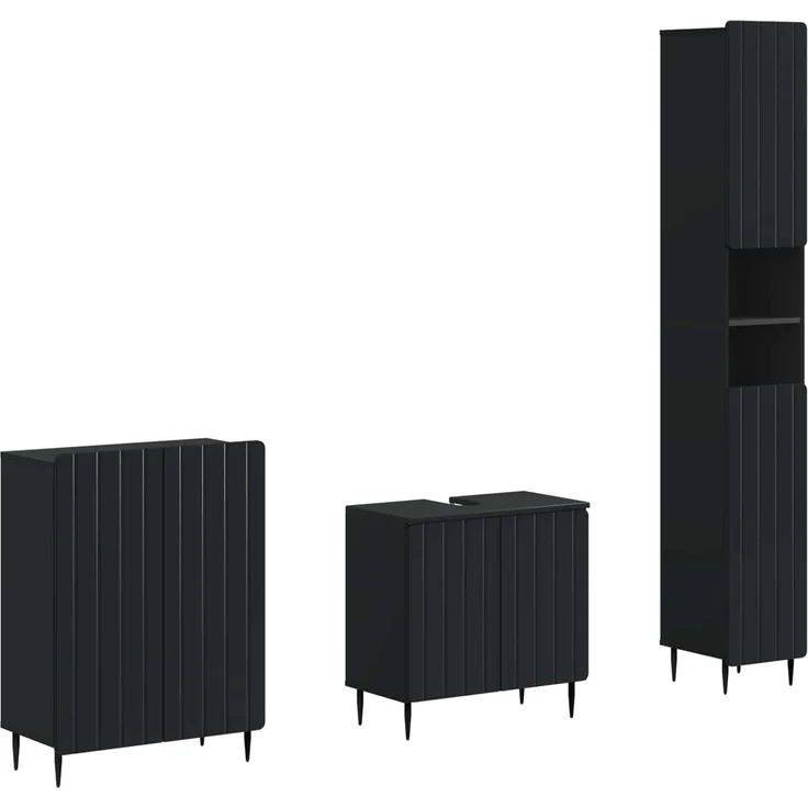 vidaXL 3-teiliges Badezimmer-Schranksystem ZWOLLE Schwarz 3417433 – Bild 2