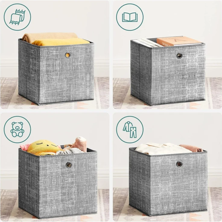 SONGMICS Aufbewahrungsbox mit Griff, 6er Set, Vliesstoff grau meliert, 30 x 30 x 30 – Bild 9