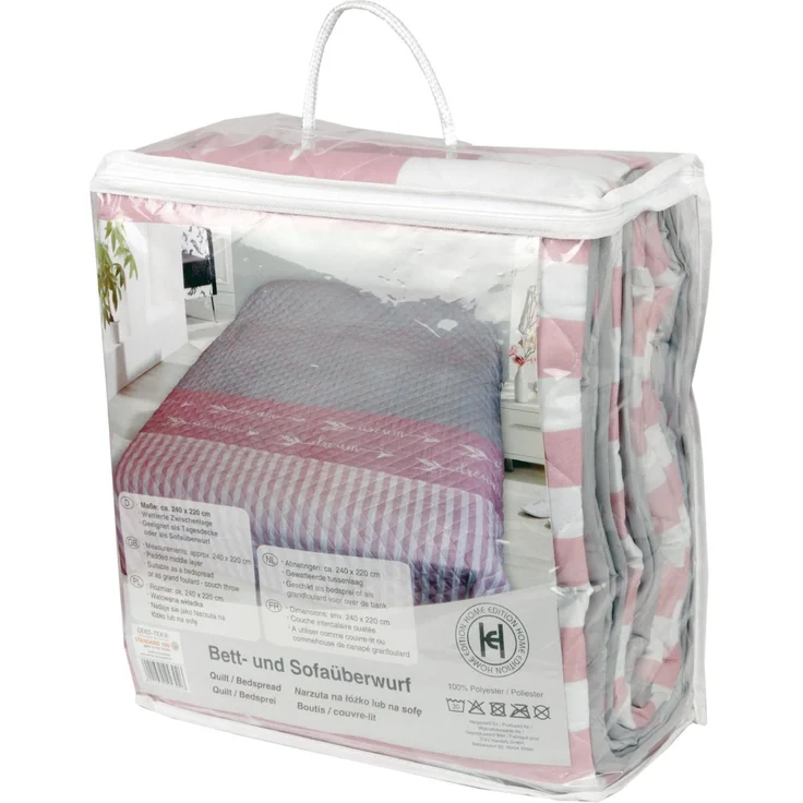 Tages-Decke XXL (220x240 cm) mit wattierter Zwischenlage, in verschiedenen gesteppten Patchwork Designs, Überwurf Steppbett (Dream) – Bild 3