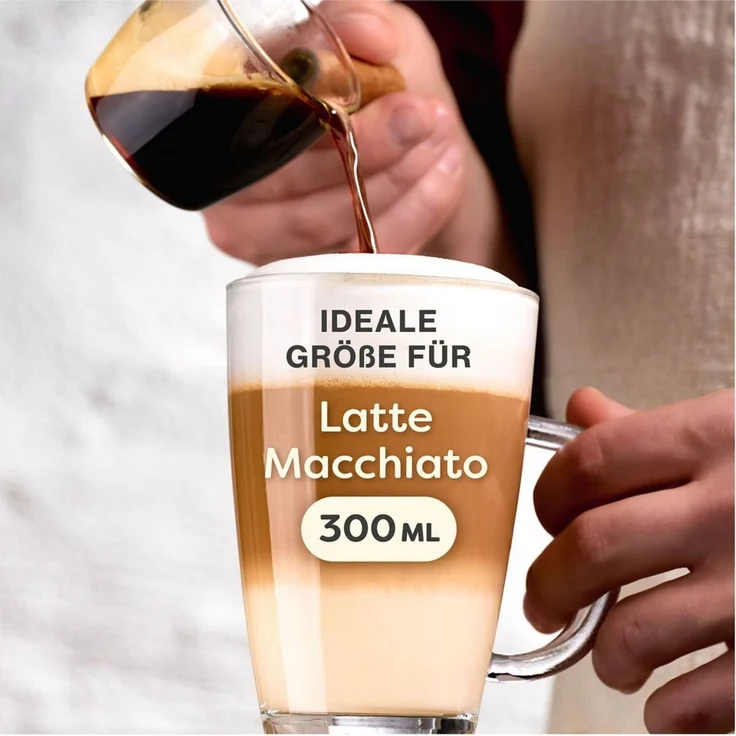 Cosumy Latte-Macchiato-Tasse 6er Latte Macchiato Gläser Set mit Henkel und Löffel - 300ml, 6-tlg, Glas, warm – Bild 3