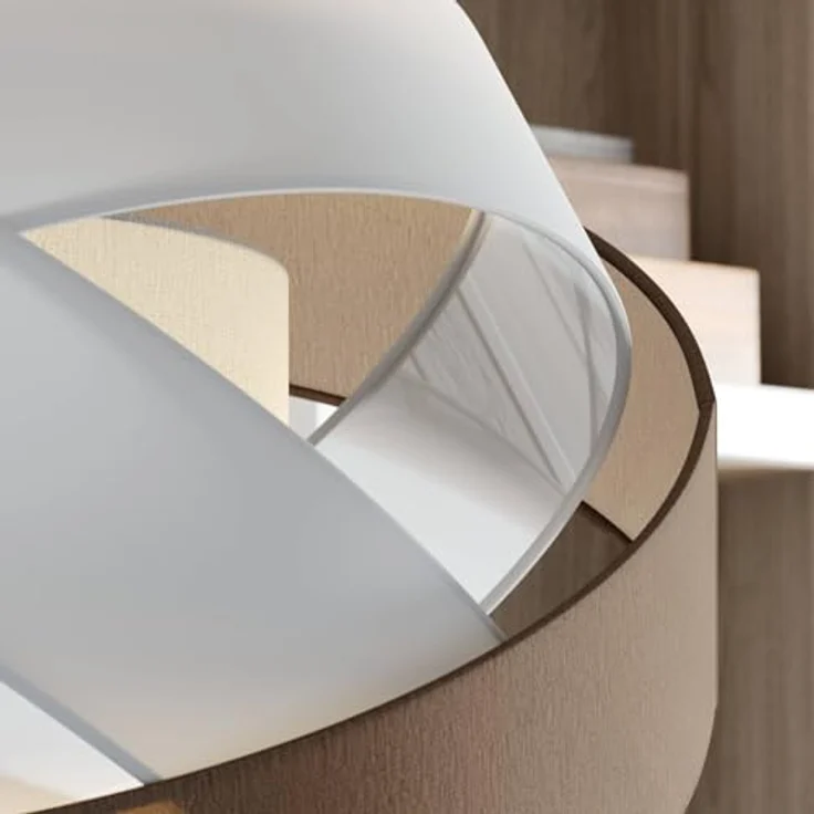 Lindby Simaria Stoffpendelleuchte, braun/grau/weiß, hochwertige Hängelampe für Wohnzimmer und Esszimmer – Bild 8