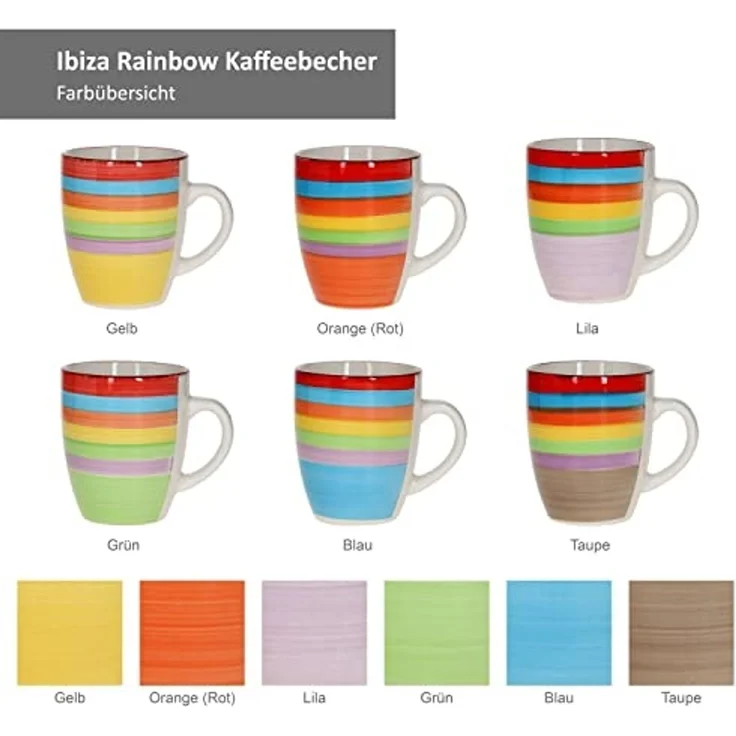 MamboCat Becher 6er Set Kaffeebecher Ibiza Rainbow Summer - 24326544, Steingut – Bild 5