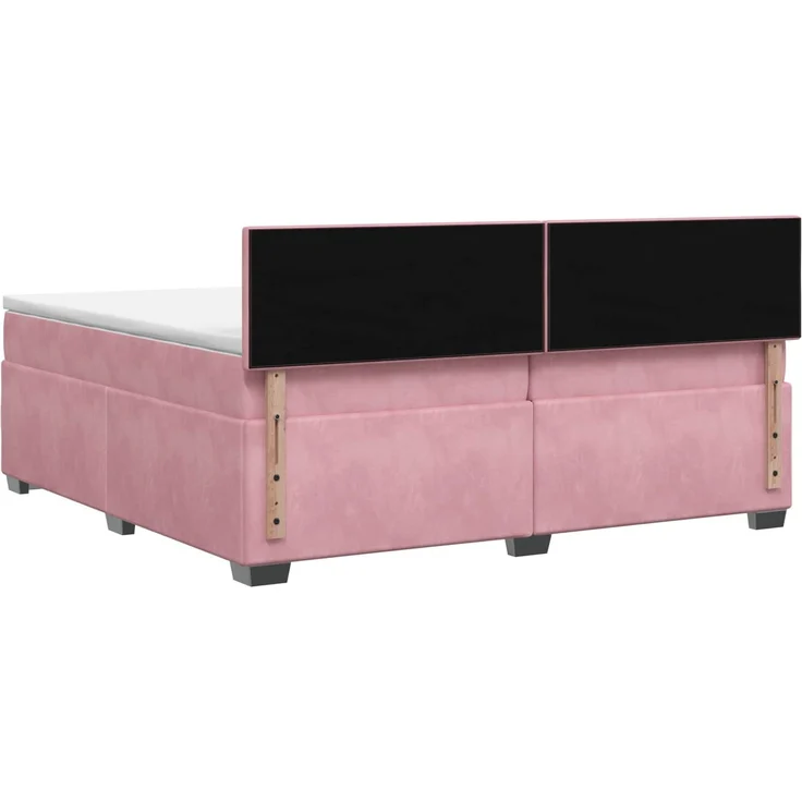 vidaXL Boxspringbett mit Matratze mit Kopfteil Rosa 200 x 200 cm Samt 3450793 – Bild 8