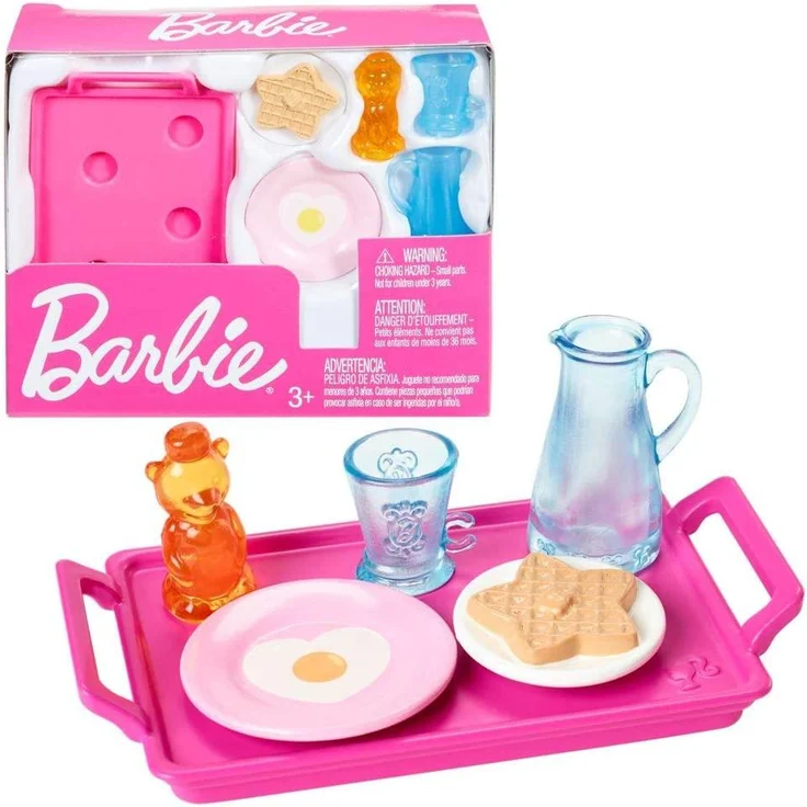 Mattel Barbie FXG28 Zubehör-Set Thema Frühstückstablett, Geschirr, Spielset – Bild 3