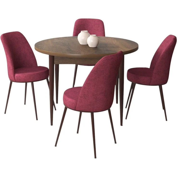 Skye Decor 'Tor - Baroque, Burgundy' Essgruppe (5-teilig), Barock / Bordeaux, 90 x 75 x 90 cm – Bild 2