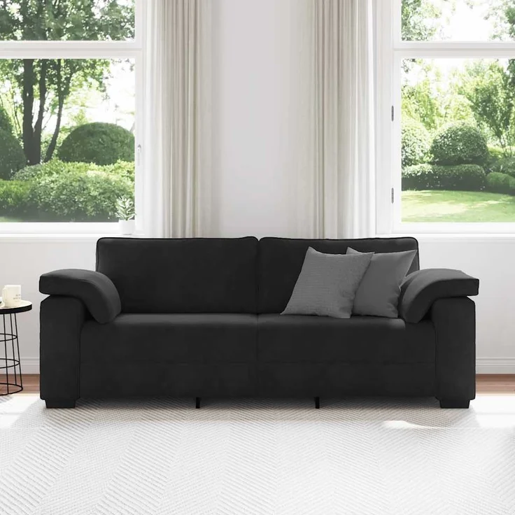 vidaXL 3-Sitzer-Sofa Schwarz 220x77x82 cm Samt 4105282 – Bild 2