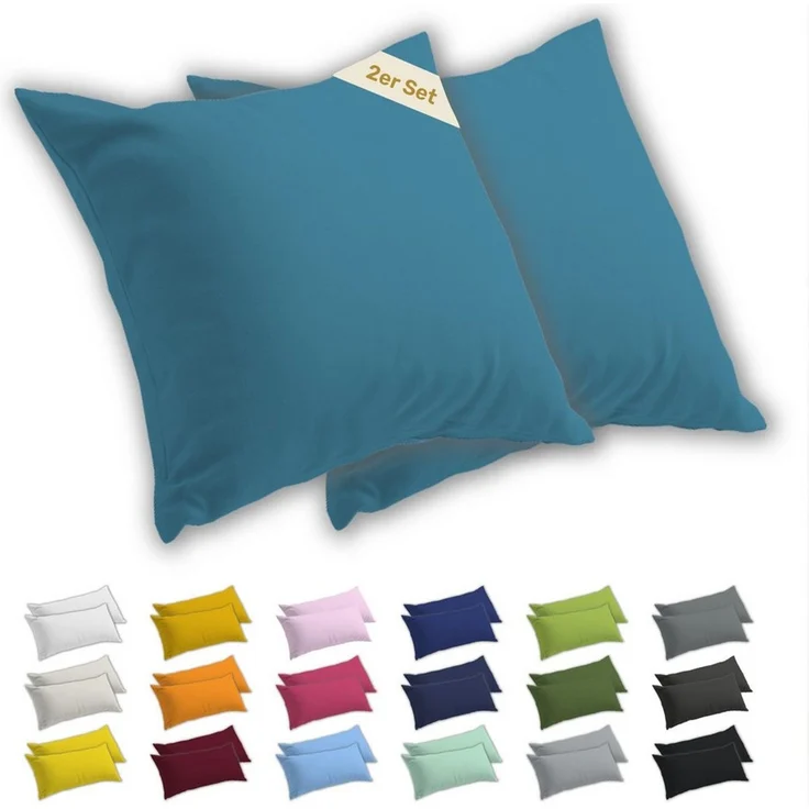 Lavea Kissenbezug 2er Set Kissenhülle Jersey, 100% Baumwolle, Kissenbezüge, (2 Stück), allergikerfreundlich - sicherer YKK-Reißverschluss - waschbar 60°C – Bild 1