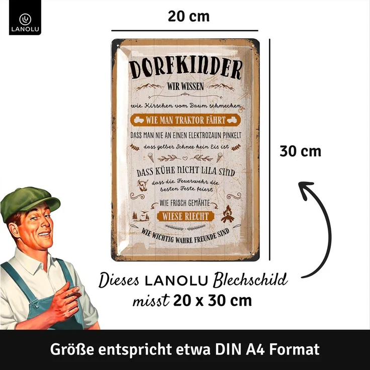 LANOLU Blechschild Dorfkinder Wissen - 20x30cm – Metall – Mehrfarbig – 20213 – Bild 5