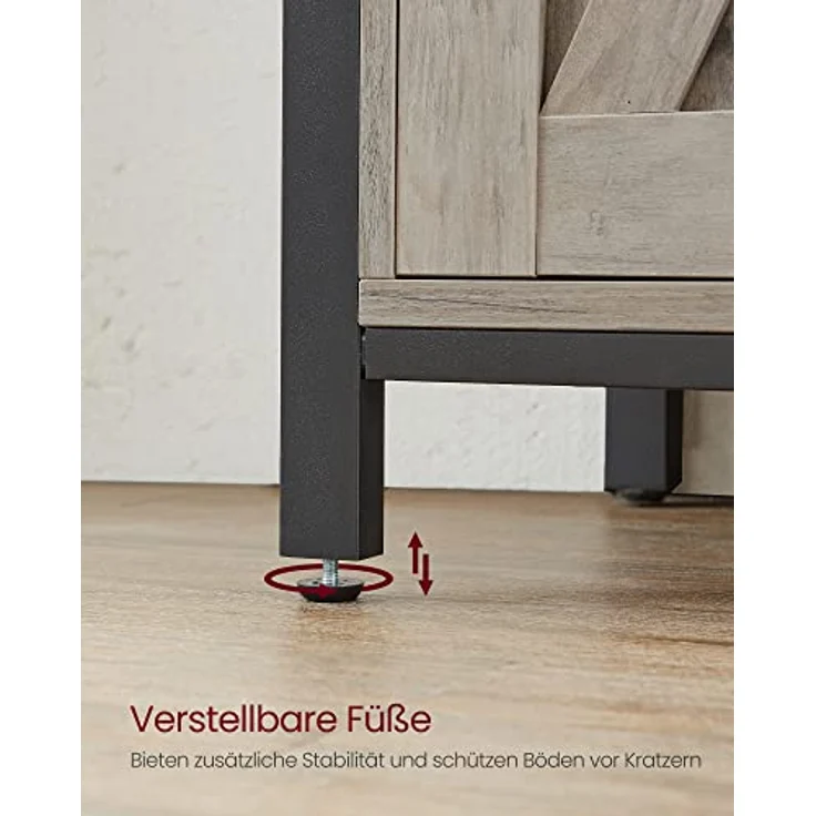 Vasagle Sideboard mit 2 Schiebetüren und verstellbaren Ablagen, Spanplatte, 33 x 100 x 80 cm, Greige / Schwarz – Bild 9