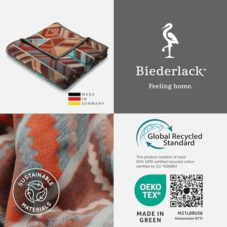 Wohndecke Ethno Prisma, Ethno-Kuscheldecke in 150x200 cm, Biederlack, Decke aus Baumwollmischgewebe, Made in Germany – Bild 7