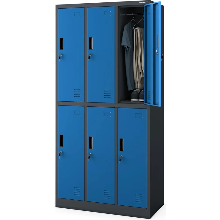 Jan Nowak Umkleideschrank Metall, Spindschrank mit 6 Fächern, abschließbar