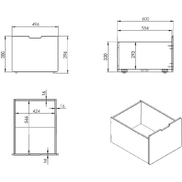 Bettschublade Karolina 50x60x40 Bettschubkasten MDF Grau – Bild 3