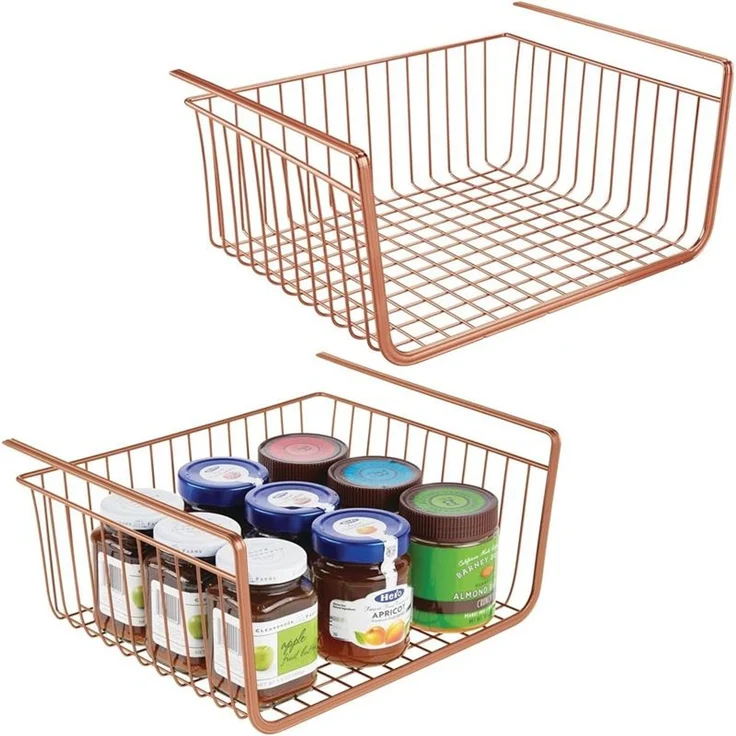 mDesign Hängekorb Drahtkorb Gitterbox Aufbewahrung 2er Set Metall Kupfer – Bild 9