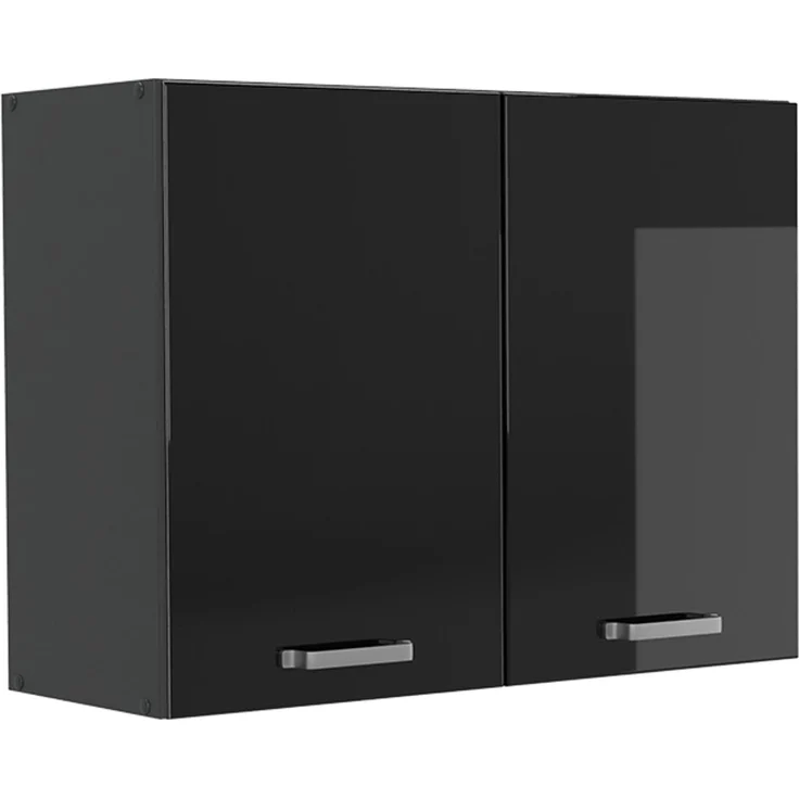 Küchenglasschrank R-Line Schwarz Hochglanz/Anthrazit 80 cm Vicco – Bild 1