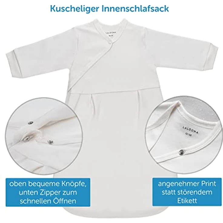 LaLoona 2-tlg. Schlafsack-Set Dots, Light Taupe, Größe 62/68, für ganzjährige Nutzung mit Innenschlafsack und gefüttertem Außenschlafsack, Oeko-Tex zertifiziert – Bild 3