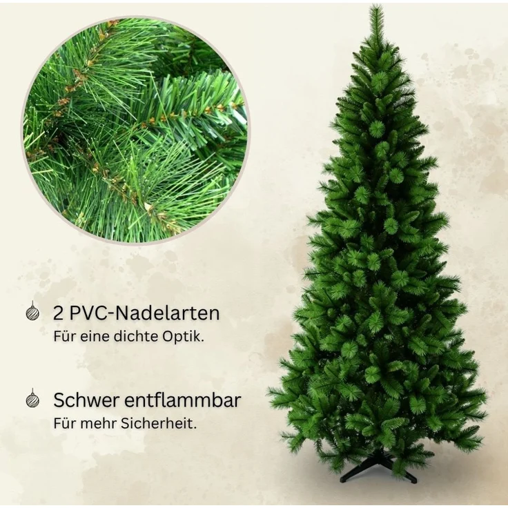 HXT 1101 SLIM 240 cm künstlicher Weihnachtsbaum inklusive Metallständer, exklusiv & hochwertig, schwer entflammbar – Bild 2
