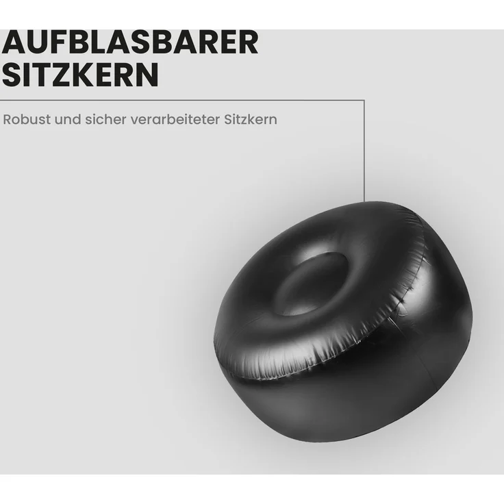 Sitzpouf - Indoor/Outdoor - Sitzkissen Ø54 cm x 26 cm - wasserabweisend ( Lotusblüteneffekt ) - Platzsparend / Innovativ - Innenkissen aufblasbar - Belastbar bis 100kg Hellgrau – Bild 10
