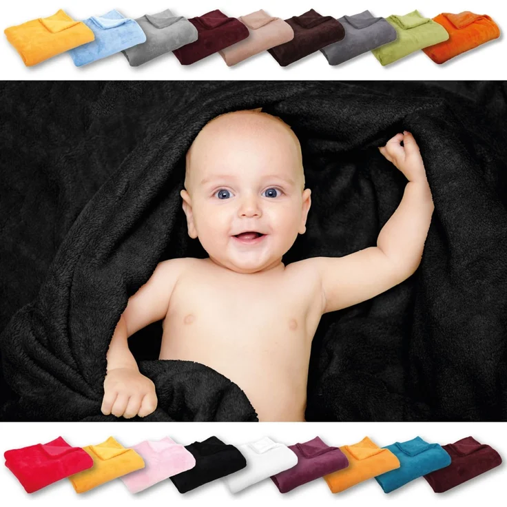 Babydecke Mikrofaser Bestcount 70x100 cm schwarz - black – Bild 2