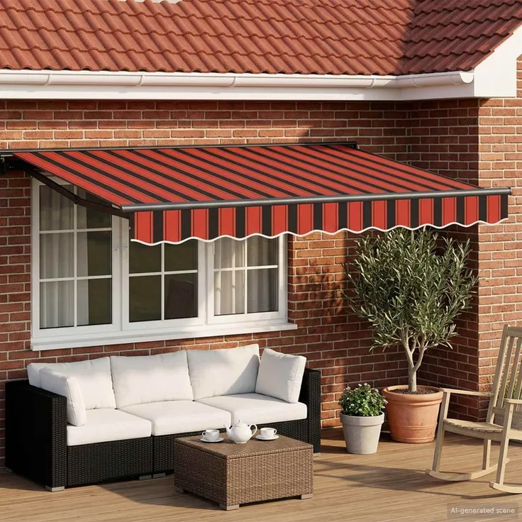 vidaXL Manuell einziehbare Markise Orange, Schwarz und Gelb 3,5 x 2 m 3420405