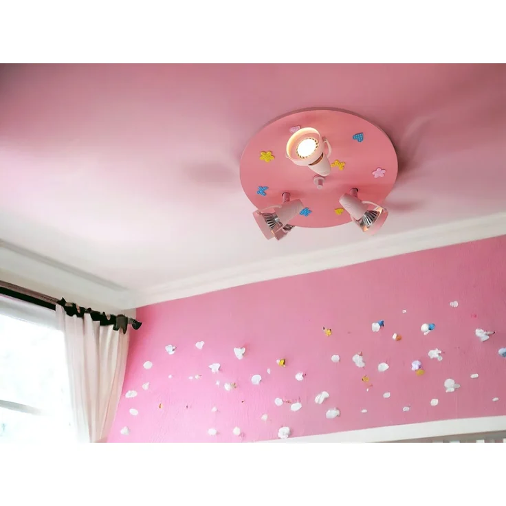 Coole Deckenlampe Natur Motive für Kinderzimmer 3 flammig schwenkbar Rosa Ø 35cm – Bild 5