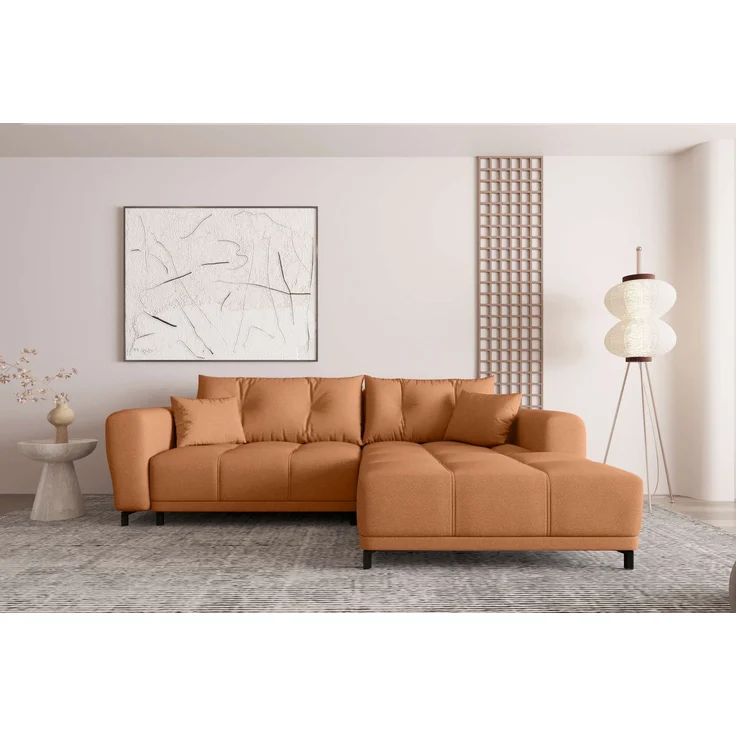99rooms Massimo Ecksofa Strukturstoff NEVE Rostfarben mit Schlaffunktion Rechts – Bild 1